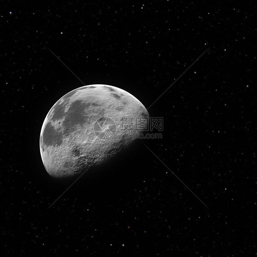 夜晚的月亮与星图片