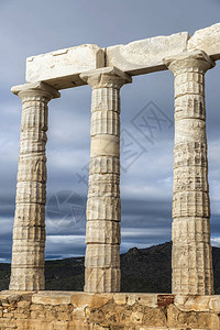 希腊东阿提卡海岸CapeSounion的古希腊波塞图片