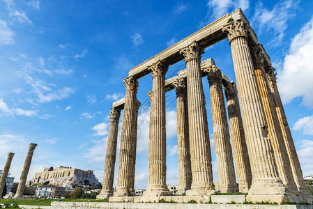 奥林匹斯基圣奥林匹亚宙斯寺奥林皮或奥林济神的列之景背景