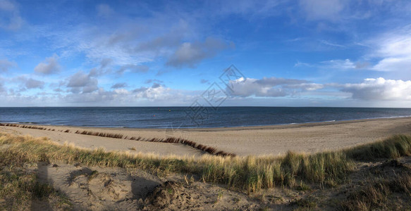 荷兰Texel附近海滩的全景Pan图片