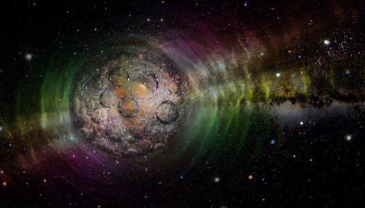 气泡行星或有光波的暗星在外层空间图片