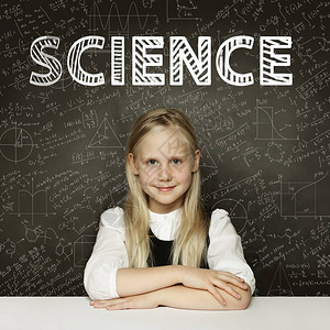 学生小女孩和科学背景图片
