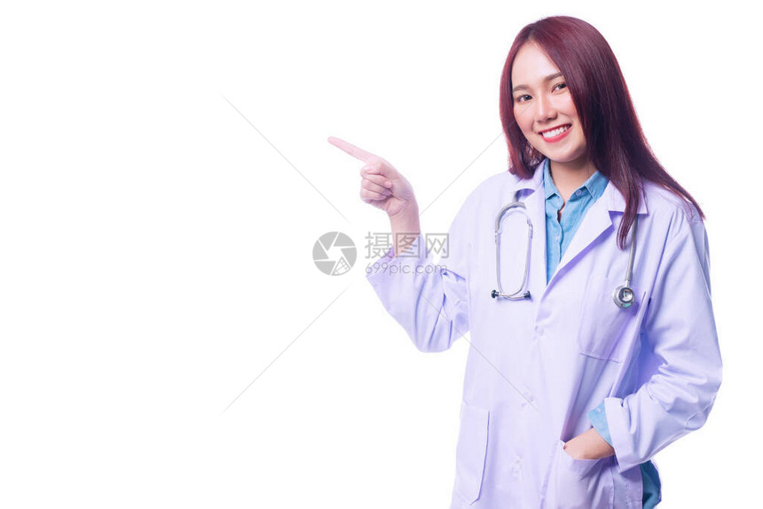 专业医生年轻女专业人员穿白色大衣图片