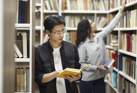 日本人在校园图书馆看书图片