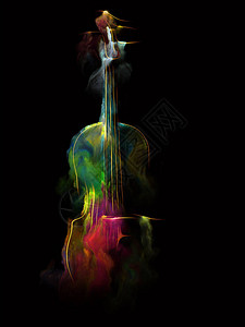 小提琴线条和色彩斑斓的星云画以音乐歌曲和表演艺术为主题图片