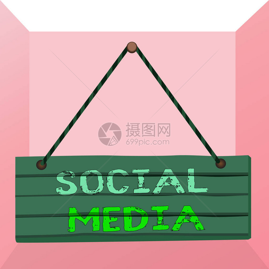 显示社交媒体的概念手写在线通信渠道或网络的概念意义集体木板钉销彩色图片