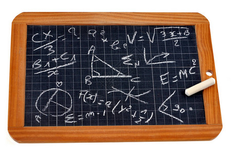 特写学校石板上的数学课背景图片