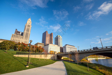 美国哥伦布俄亥州市城市建筑背景图片