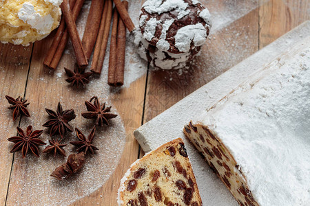 圣诞蛋糕传统的德国史托林和马兹潘图片