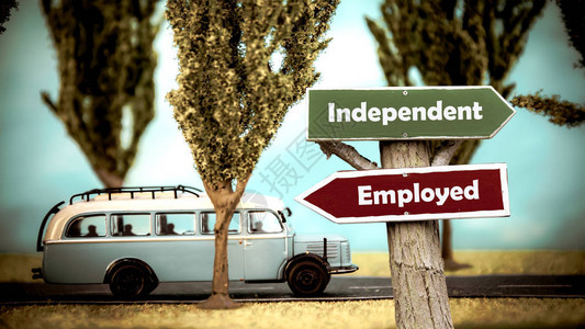 路牌是独立与就业的方向图片