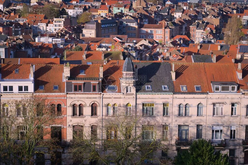 比利时布鲁塞尔Schaerbeek区住宅建筑的典型风化建筑单图片