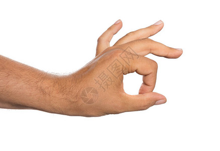 在白色背景上显示OK手势的手图片