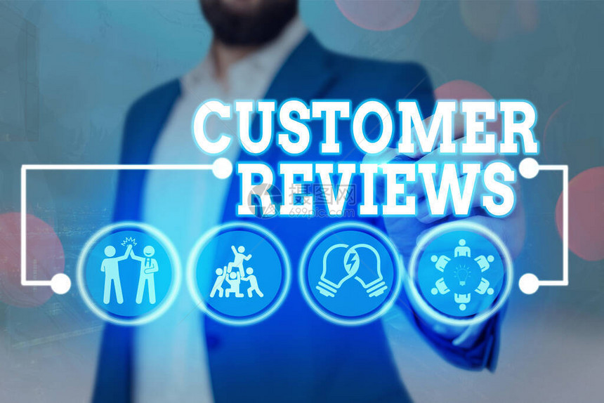 显示客户评论的文本符号使用过的客户对产品或服务的商业图片