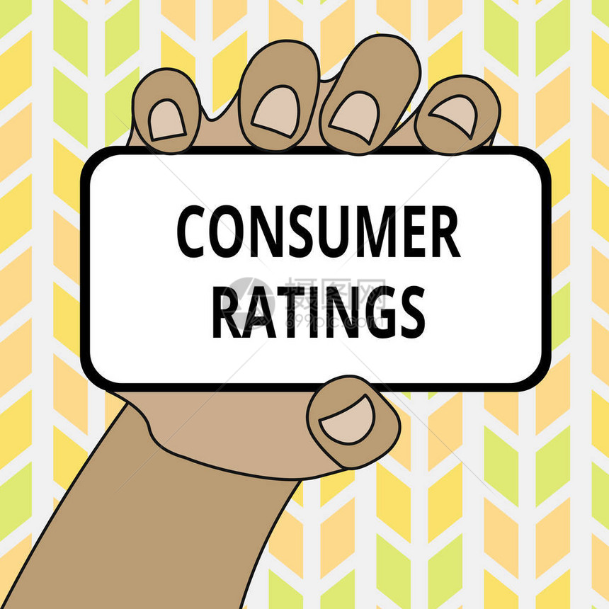 显示消费者评级的概念手写客户在购买产品或服务后给出的概念意义反馈手持智能手机与屏幕和文图片