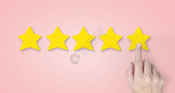 增加五颗星形的手最佳卓越的商业服务评级图片