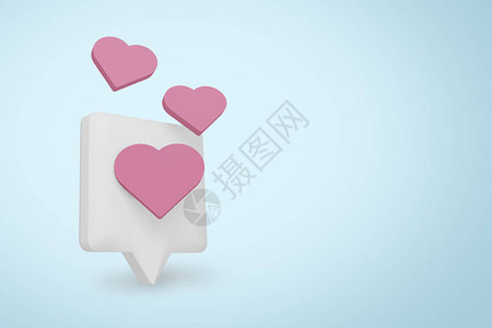 喜欢和爱社交媒体的心脏形状通知图图片