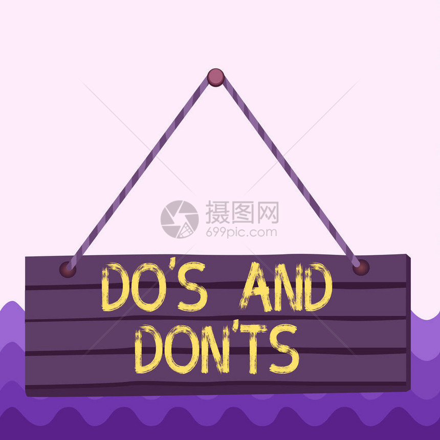 概念手写显示Dos和DontS概念意义关于某些活动或行动的规则或习俗木板钉销彩色图片