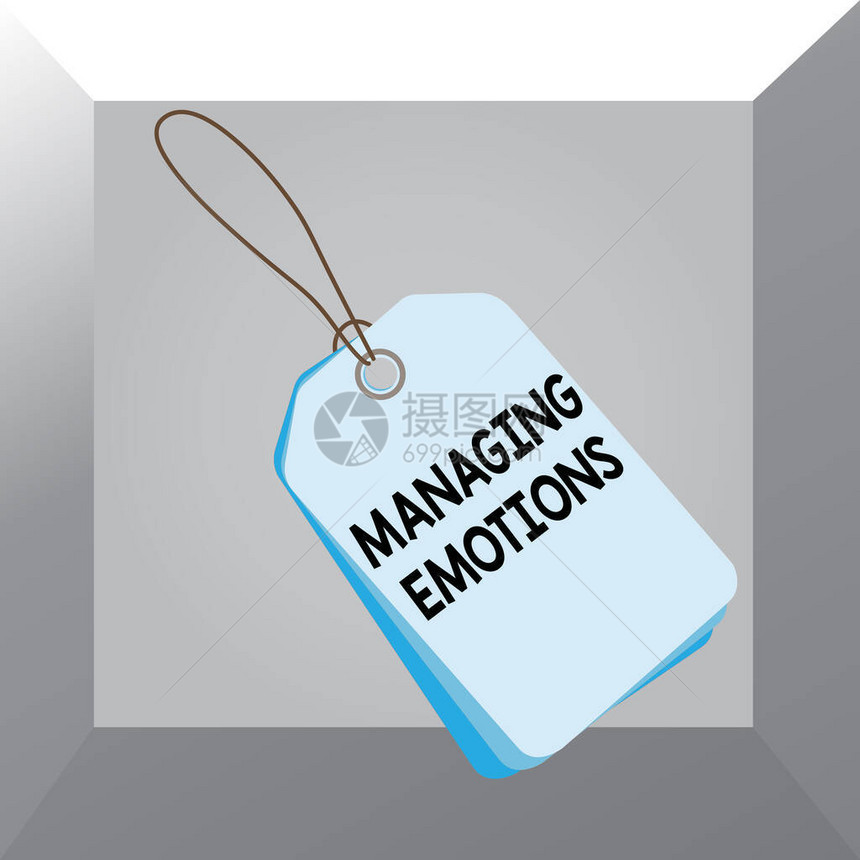 概念手写显示管理情绪概念意义能力对感情开放并在自己身上调节它们长方形徽章附有带标图片