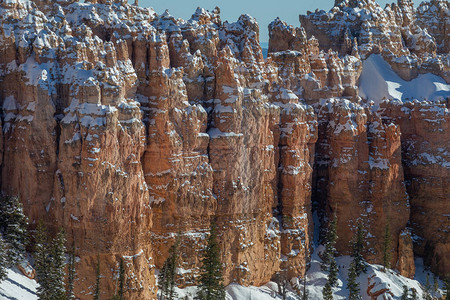 风景秀丽的布莱斯峡谷公园犹他州冬季景观图片