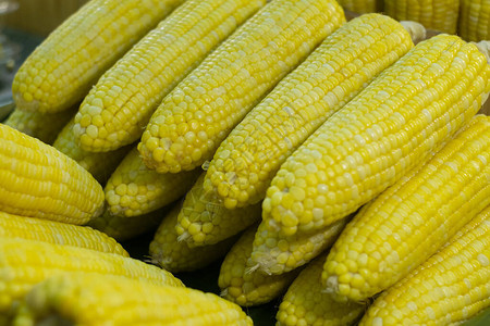 Vegan食品蒸汽甜玉米图片