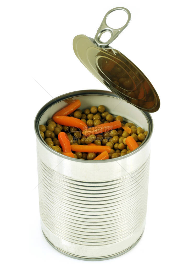 豌豆和胡萝卜罐头关闭图片
