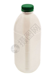 白色塑料奶瓶紧靠白色背景背景图片