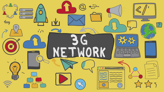 3G网络黄色插图形技术概念图片