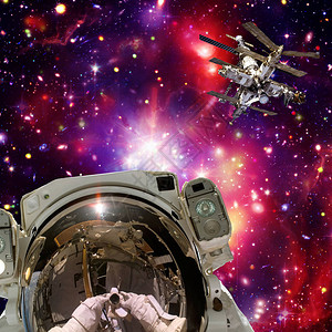 宇航员和空间站背景图片