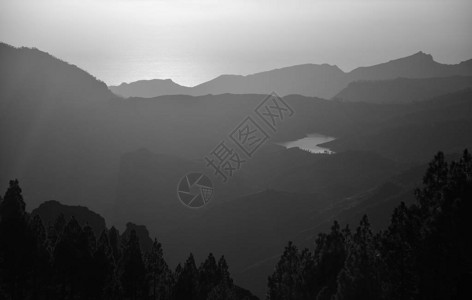 日落期间的山景大加那利岛西南加那利群图片