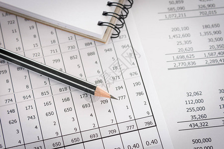 会计办公桌上的资产负债表铅笔记本会计账目审计内图片