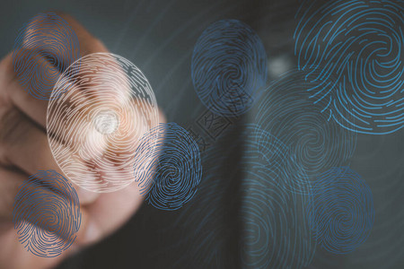 指纹扫描系统生物测定识别技术概念数字指纹密码分析图片