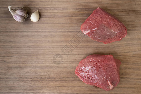 两块生牛肉排在黑背景图片