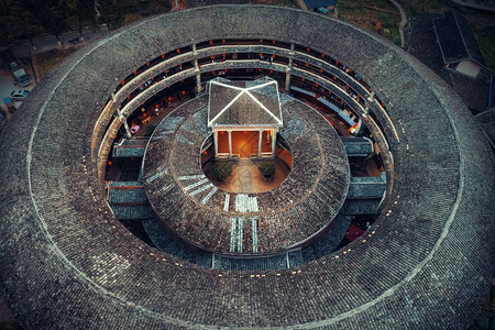 Tulou是福建的Hakka独有住宅背景图片