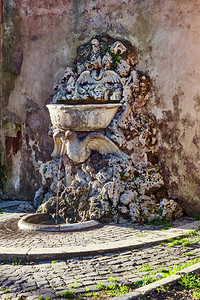 意大利罗马橙园的喷泉背景图片