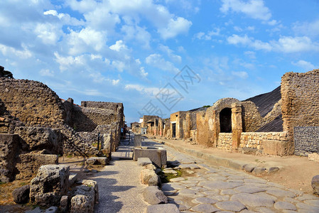 远古罗马城市意大利蓬贝的废墟图片