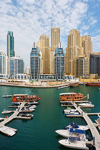 迪拜码头城市景色在白天图片