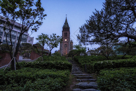 南韩首尔明东市著名的旅游地标图片