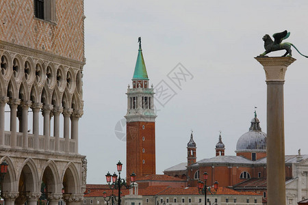 意大利威尼斯的钟楼和圣乔治教堂和图片