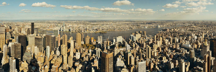 纽约市曼哈顿东边观景全景有摩图片