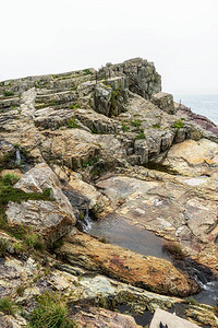 巨济岛神仙台悬崖各种岩层和海岸景观拍图片