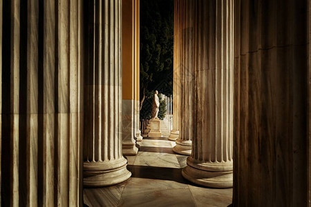 希腊雅典建筑的特写视图背景图片