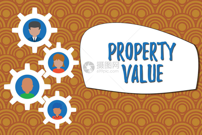 显示属值的书写笔记土地价值房地产评估的商业理念公平市场价格齿轮形相框家庭装图片