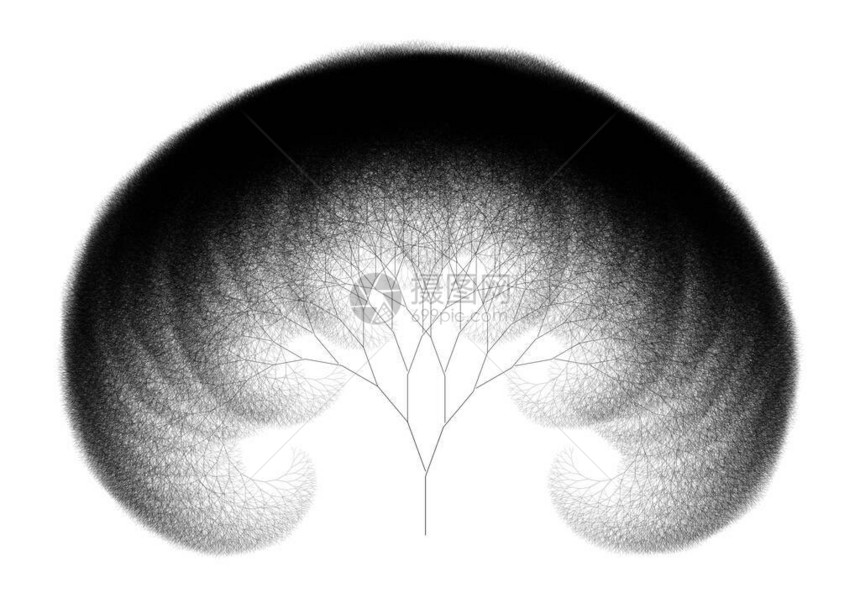 平板计算机生成的自模拟L系统分支树形分枝Pythagorean树图片