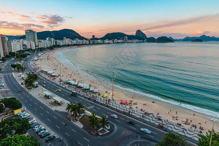 巴西里约热内卢市科帕卡巴纳海滩高角海景HighleAngle图片