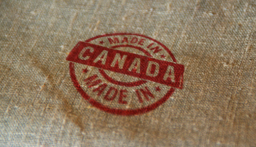 加拿大制造的印章在亚麻布袋上工厂制造和图片
