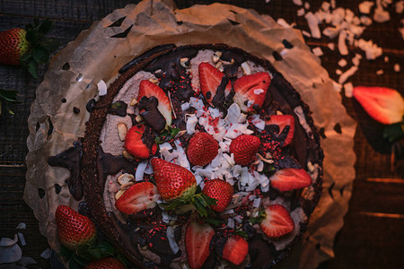素食和生巧克力蛋糕图片