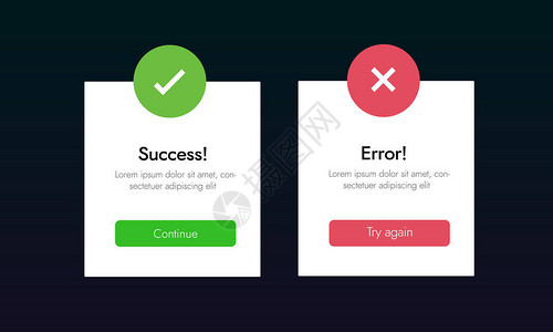 成功和错误信息消ui横幅用于批准和拒绝是和否接受和拒绝选项卡矢量设计的Web图片