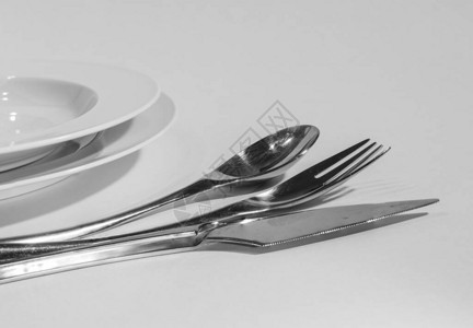 叉子刀子勺子白色背景上孤立的餐具白色背景上孤立的一组餐具勺图片