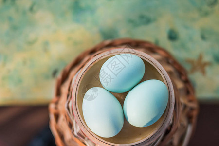 复活节自然春天场景背巢中美丽的彩蛋复活节概念复活节彩蛋复活节狩猎图片