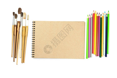 彩色铅笔画笔记本模拟水彩颜料的艺术品图片